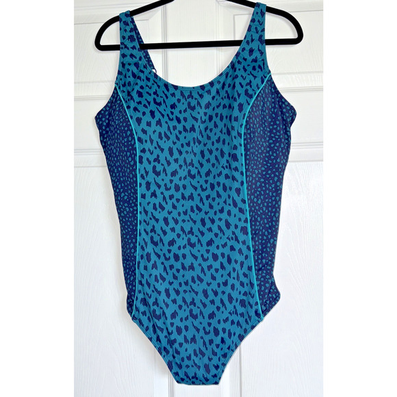 Amoena Manila Full Bodice Mastectomy Swimsuit Size 22 Blue Print One-Piece 71615 - Picture 1 of 9